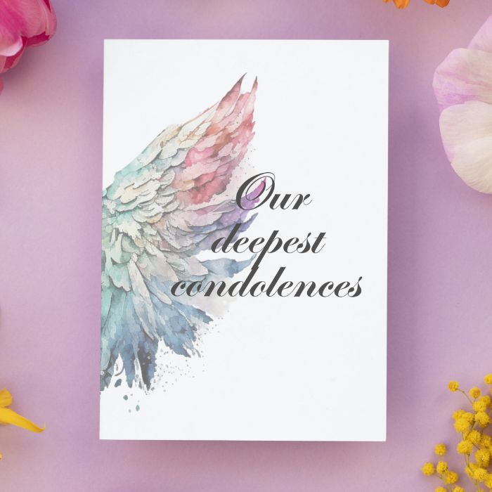 Printable Angel Wings Condolence Card Our Deepest Condolences #4