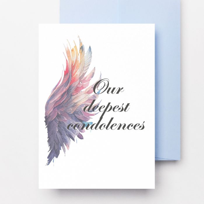 Printable Angel Wings Condolence Card Our Deepest Condolences #6