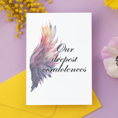 Printable Angel Wings Condolence Card Our Deepest Condolences #6