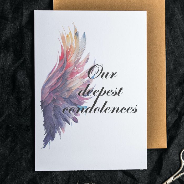 Printable Angel Wings Condolence Card Our Deepest Condolences #6