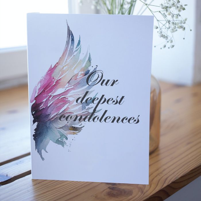 Printable Angel Wings Condolence Card Our Deepest Condolences #7