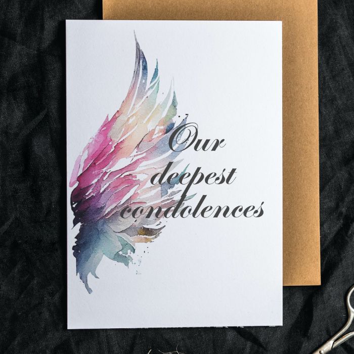 Printable Angel Wings Condolence Card Our Deepest Condolences #7