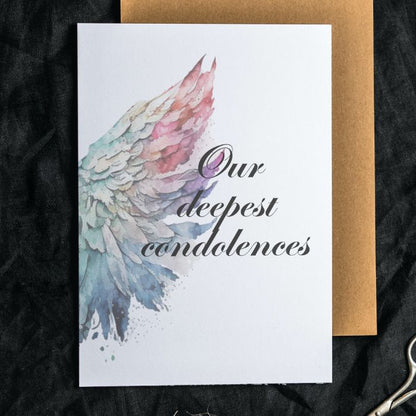 Printable Angel Wings Condolence Card Our Deepest Condolences #4