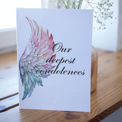 Printable Angel Wings Condolence Card Our Deepest Condolences #8