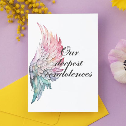 Printable Angel Wings Condolence Card Our Deepest Condolences #8