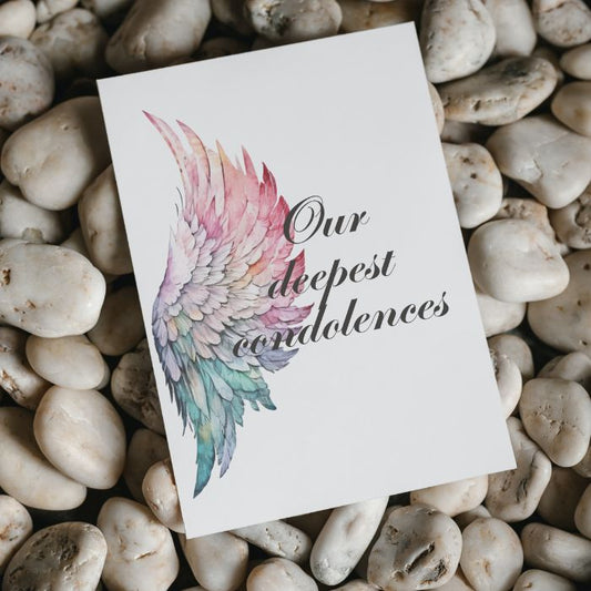 Printable Angel Wings Condolence Card Our Deepest Condolences #8