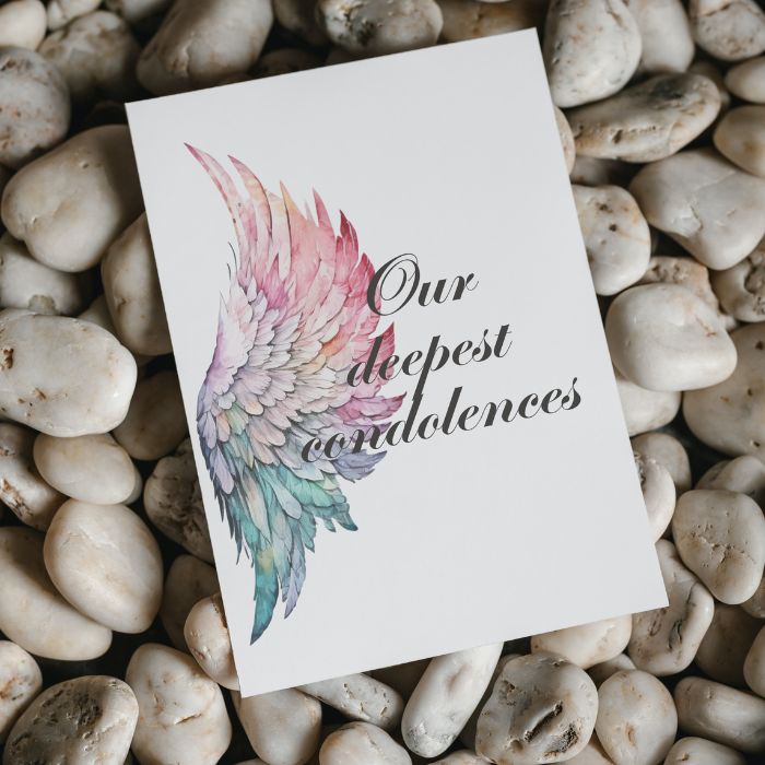 Printable Angel Wings Condolence Card Our Deepest Condolences #8