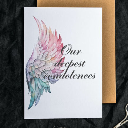 Printable Angel Wings Condolence Card Our Deepest Condolences #8