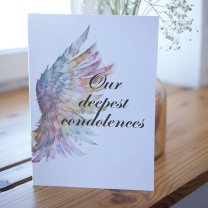 Printable Angel Wings Condolence Card Our Deepest Condolences #3