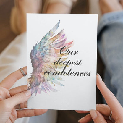 Printable Angel Wings Condolence Card Our Deepest Condolences #3