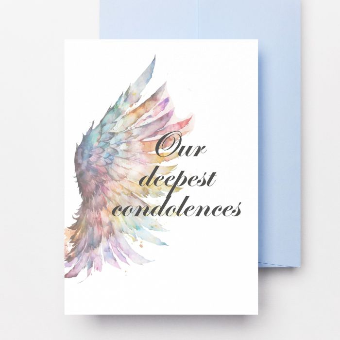 Printable Angel Wings Condolence Card Our Deepest Condolences #3