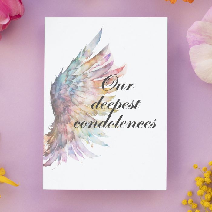 Printable Angel Wings Condolence Card Our Deepest Condolences #3