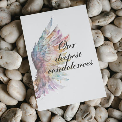 Printable Angel Wings Condolence Card Our Deepest Condolences #3