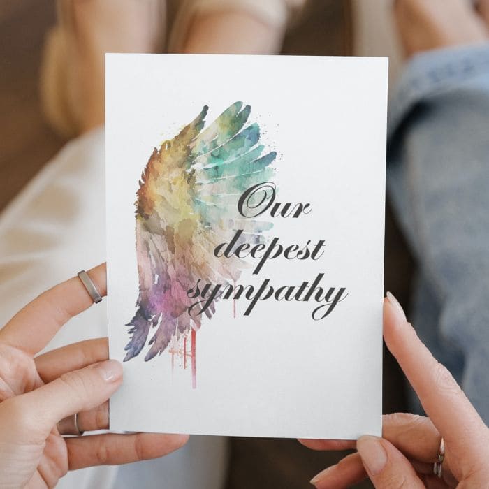 Printable Angel Wings Condolence Card Our Deepest Sympathy #2