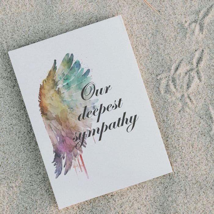 Printable Angel Wings Condolence Card Our Deepest Sympathy #2