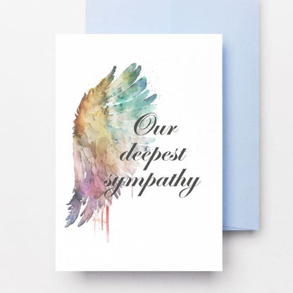 Printable Angel Wings Condolence Card Our Deepest Sympathy #2