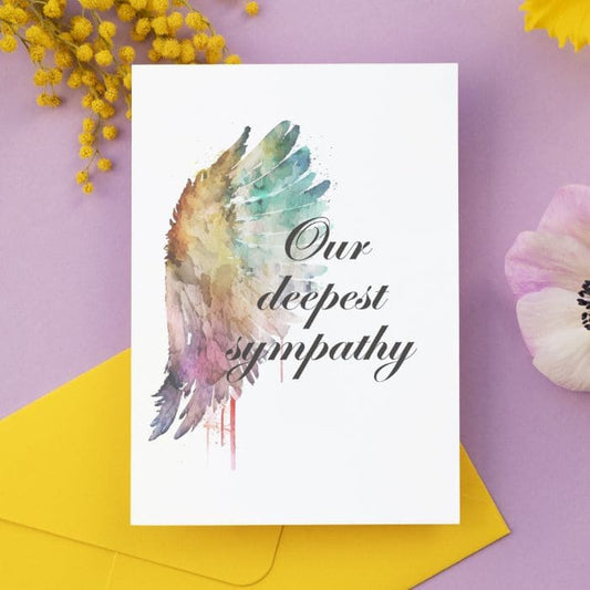 Printable Angel Wings Condolence Card Our Deepest Sympathy #2