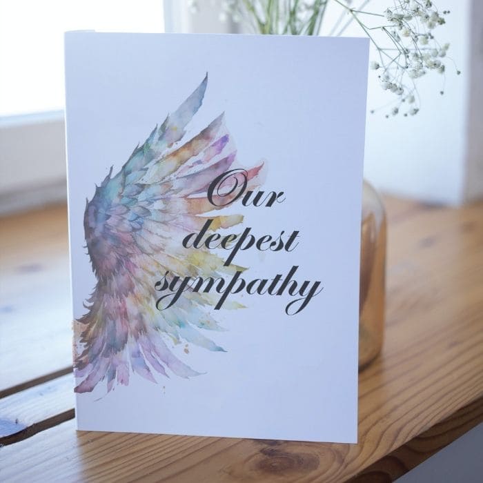 Printable Angel Wings Condolence Card Our Deepest Sympathy #3