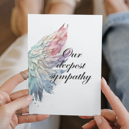 Printable Angel Wings Condolence Card Our Deepest Sympathy #4