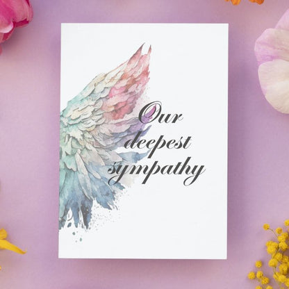 Printable Angel Wings Condolence Card Our Deepest Sympathy #4