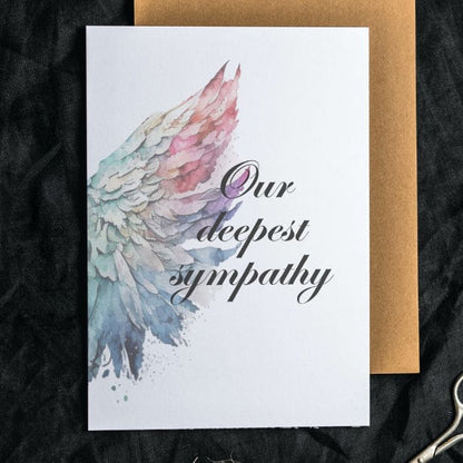 Printable Angel Wings Condolence Card Our Deepest Sympathy #4