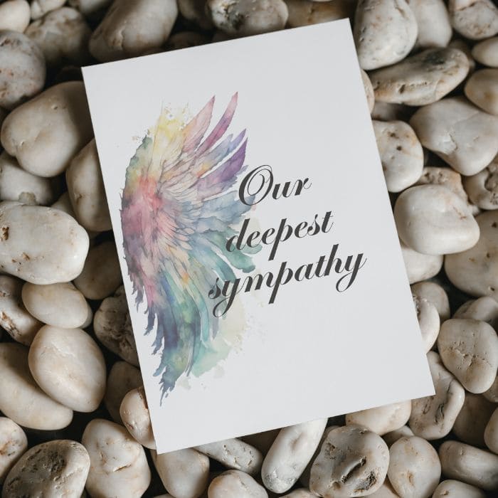 Printable Angel Wings Condolence Card Our Deepest Sympathy #5