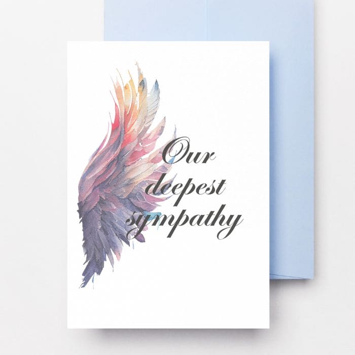 Printable Angel Wings Condolence Card Our Deepest Sympathy #6