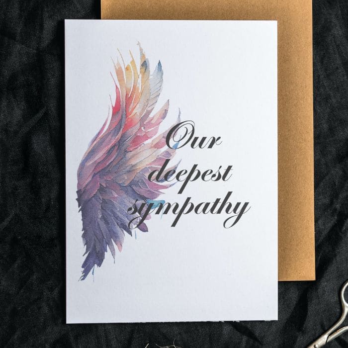 Printable Angel Wings Condolence Card Our Deepest Sympathy #6