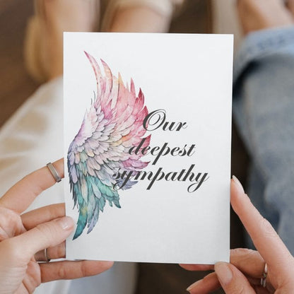 Printable Angel Wings Condolence Card Our Deepest Sympathy #8