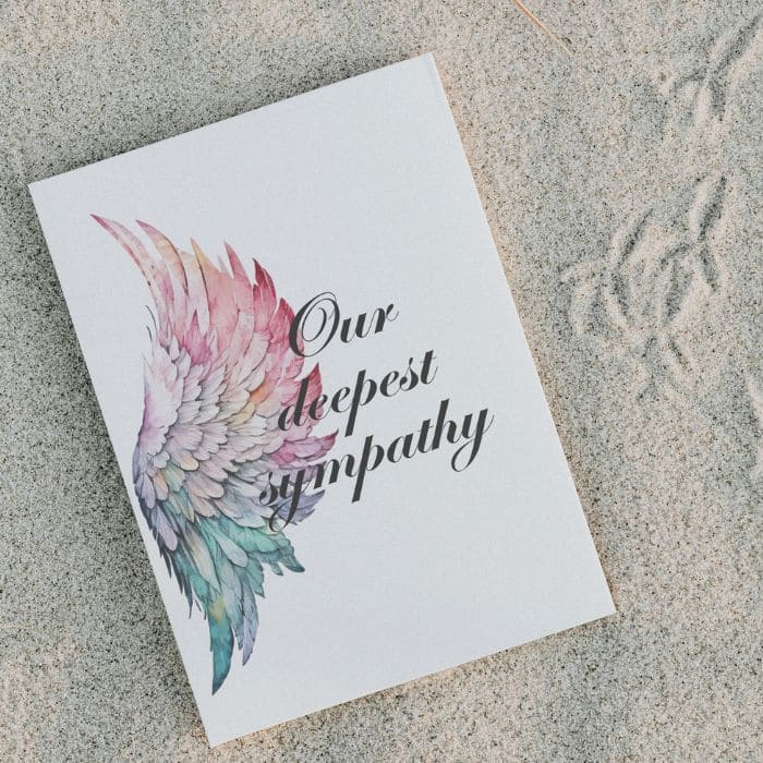 Printable Angel Wings Condolence Card Our Deepest Sympathy #8