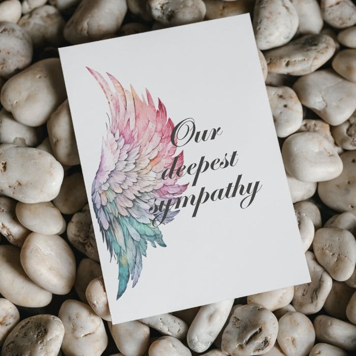 Printable Angel Wings Condolence Card Our Deepest Sympathy #8