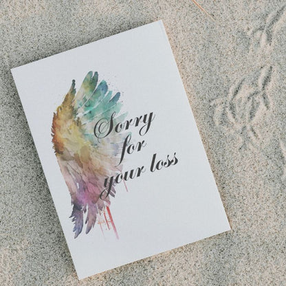 Printable Angel Wings Condolence Card Sorry For Your Loss #2