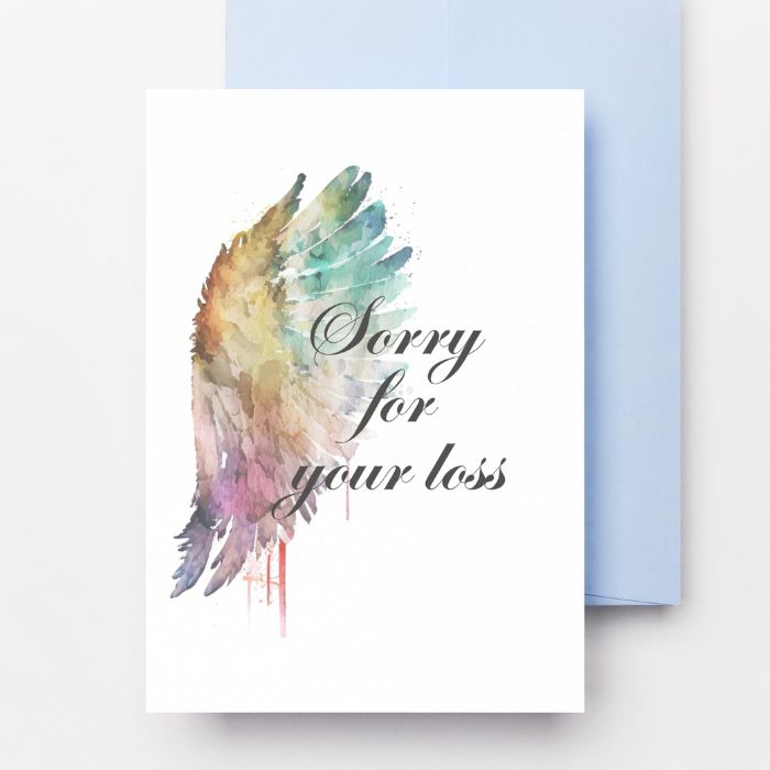 Printable Angel Wings Condolence Card Sorry For Your Loss #2