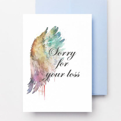 Printable Angel Wings Condolence Card Sorry For Your Loss #2