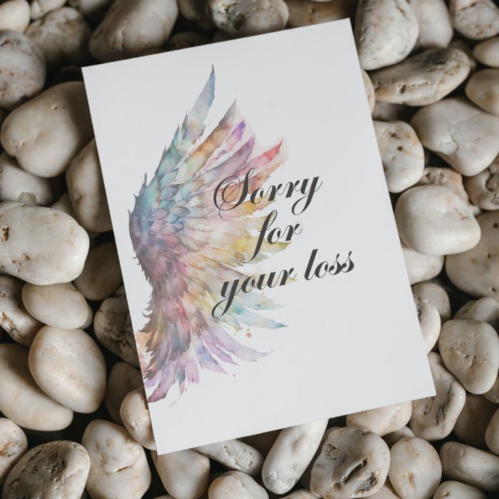 Printable Angel Wings Condolence Card Sorry For Your Loss #3