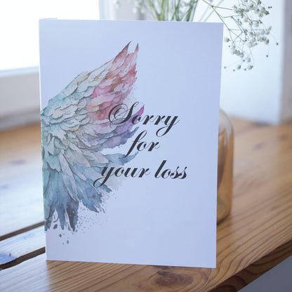 Printable Angel Wings Condolence Card Sorry For Your Loss #4