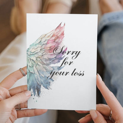 Printable Angel Wings Condolence Card Sorry For Your Loss #4