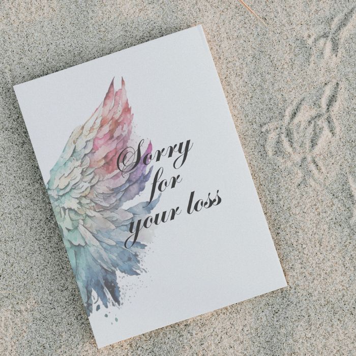 Printable Angel Wings Condolence Card Sorry For Your Loss #4