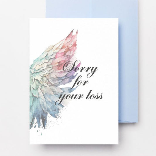 Printable Angel Wings Condolence Card Sorry For Your Loss #4