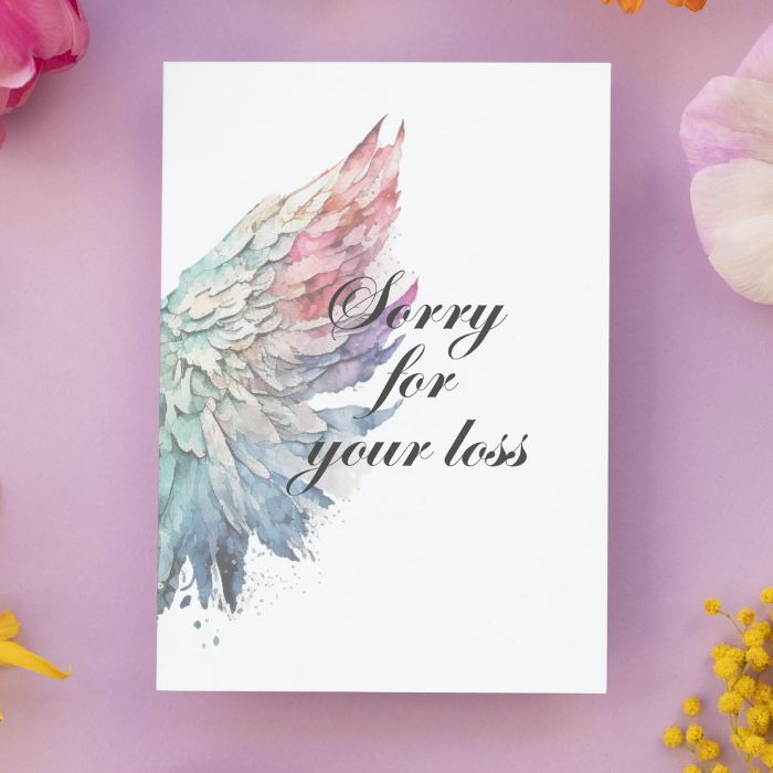 Printable Angel Wings Condolence Card Sorry For Your Loss #4