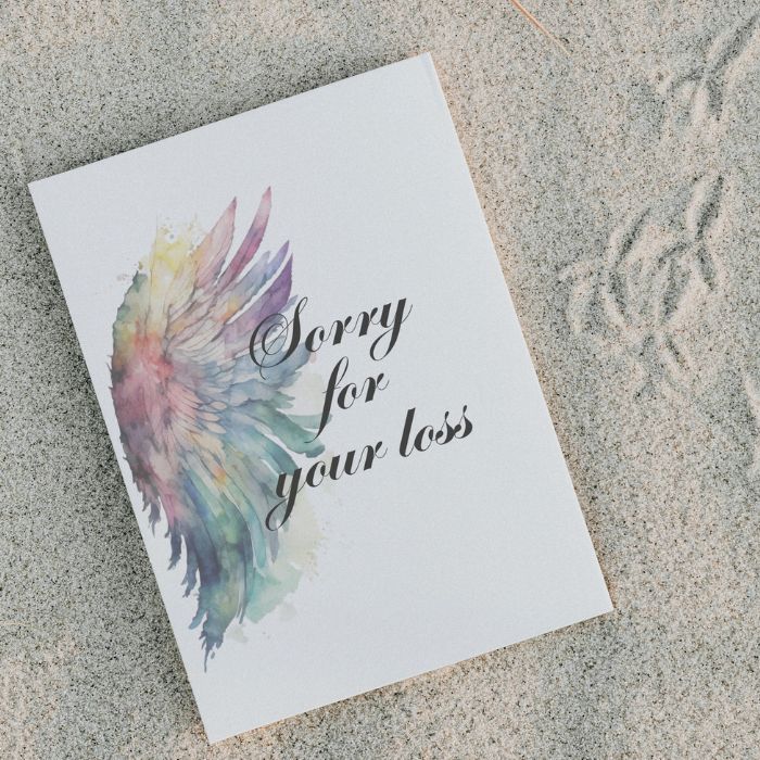 Printable Angel Wings Condolence Card Sorry For Your Loss #5