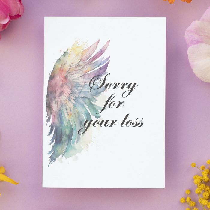 Printable Angel Wings Condolence Card Sorry For Your Loss #5