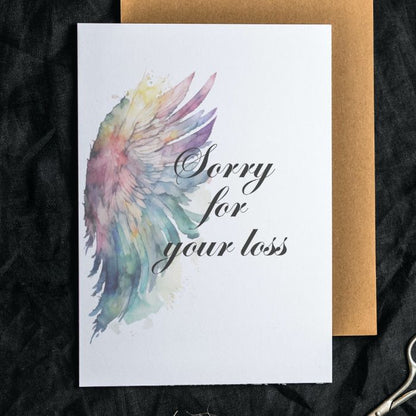 Printable Angel Wings Condolence Card Sorry For Your Loss #5