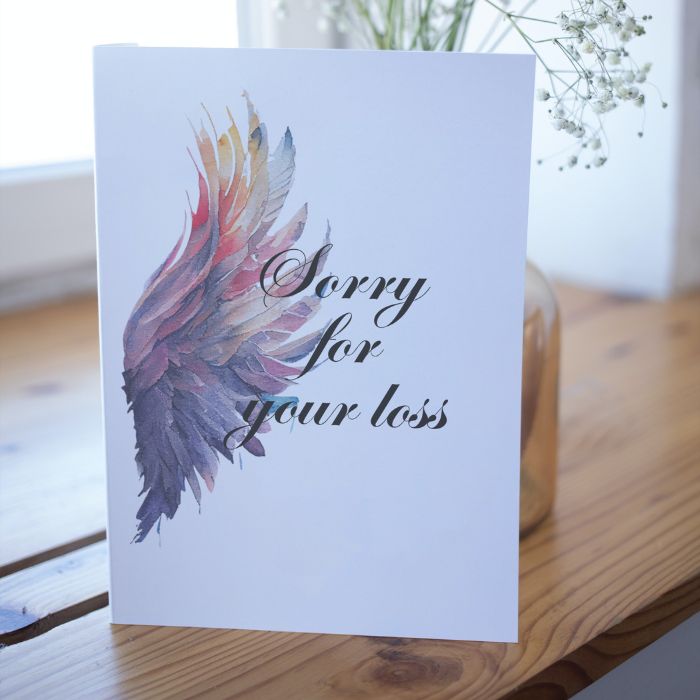 Printable Angel Wings Condolence Card Sorry For Your Loss #6