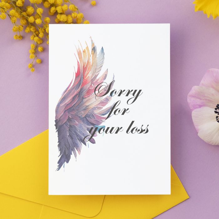 Printable Angel Wings Condolence Card Sorry For Your Loss #6