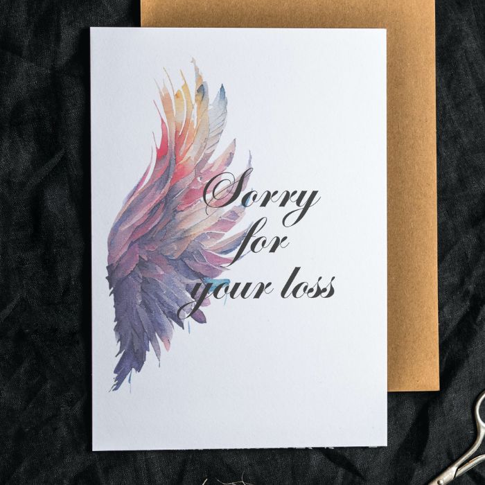 Printable Angel Wings Condolence Card Sorry For Your Loss #6