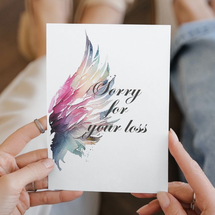 Printable Angel Wings Condolence Card Sorry For Your Loss #7