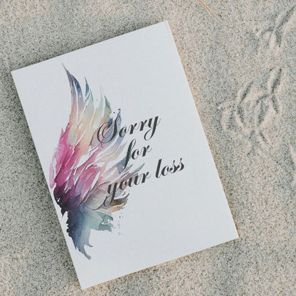 Printable Angel Wings Condolence Card Sorry For Your Loss #7