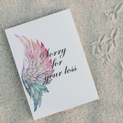 Printable Angel Wings Condolence Card Sorry For Your Loss #8