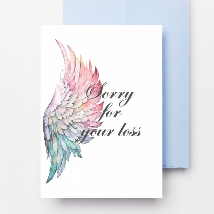 Printable Angel Wings Condolence Card Sorry For Your Loss #8